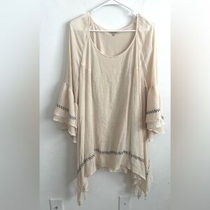 Oh Gussie Tunic Fairycore Peasant Asymmetrical Embroidered Boho Bell Sleeve 2X